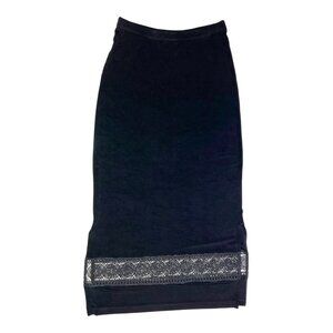 Chico's Size 00 (US XS) Black Slinky Pull-On Knit Skirt Lace